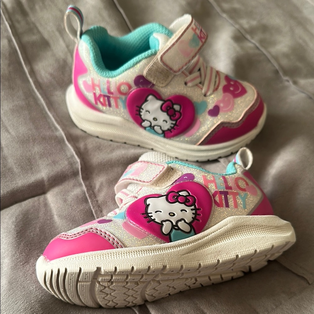 Hello Kitty Pink and White Sneakers with Velcro Closure